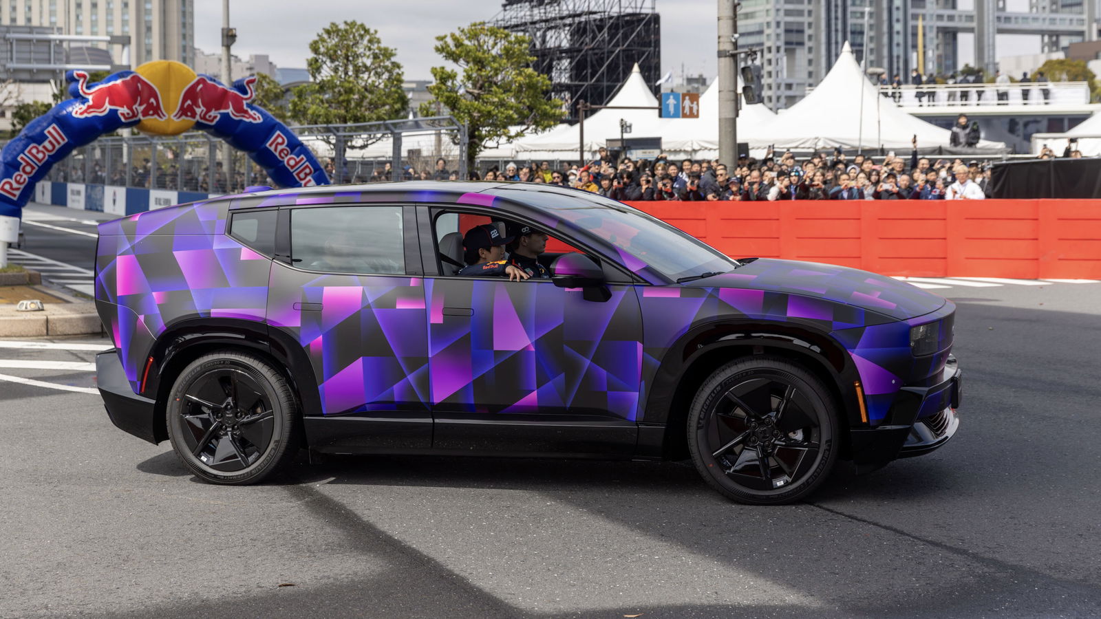 Max Verstappen and Yuki Tsunoda in the Honda 0 SUV prototype